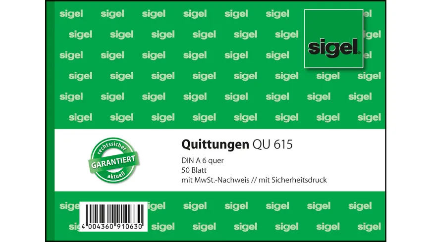 sigel Formularbuch Quittung QU615 A6 50Blatt
