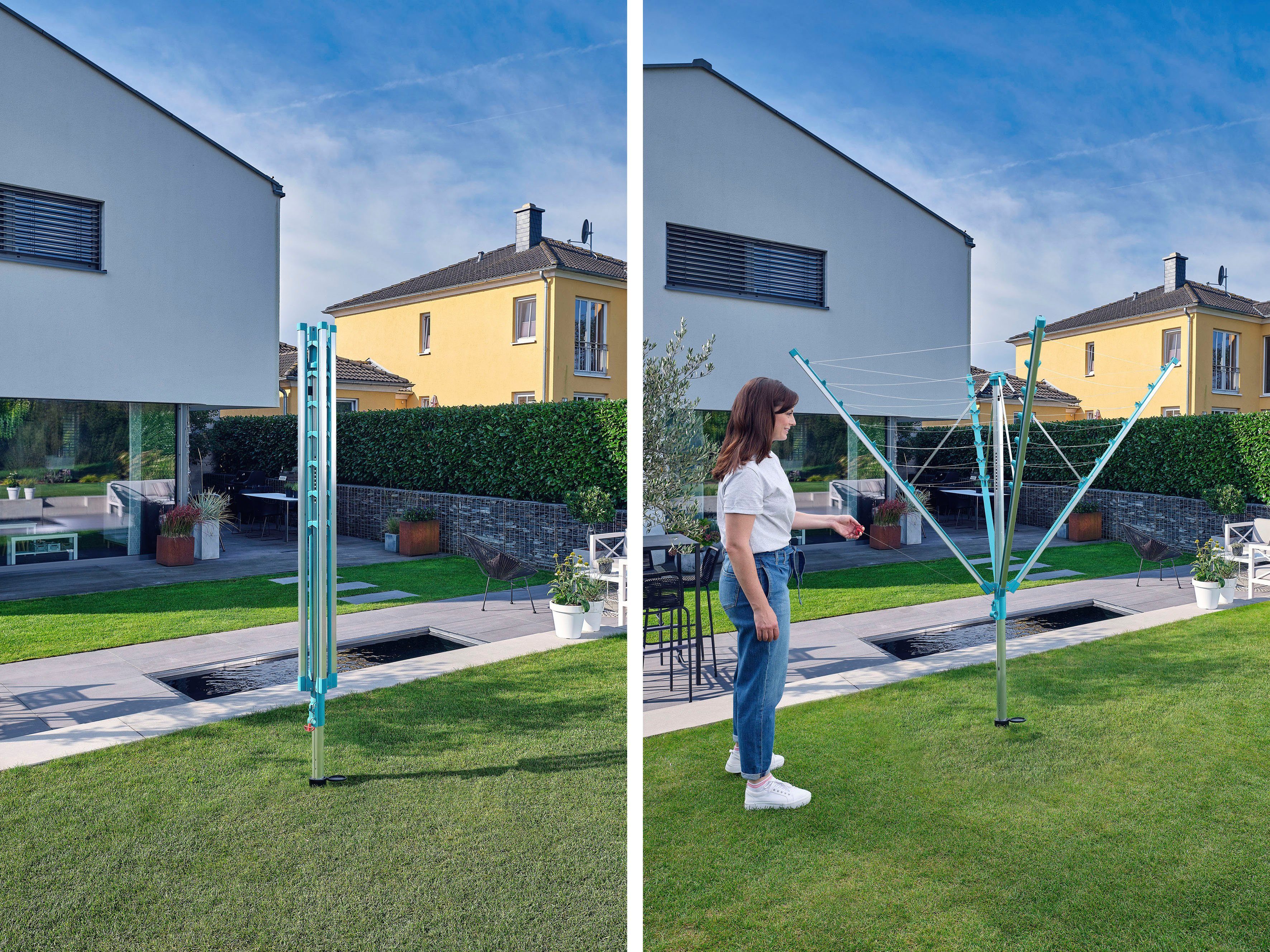 Leifheit Wäschespinne Linomatic 400 Easy, 40 Meter Leinenlänge