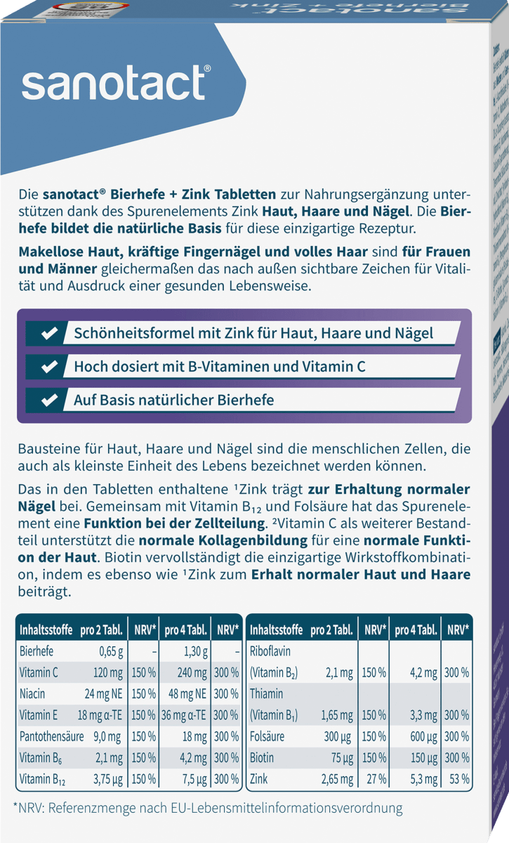 Bierhefe + Zink Tabletten 60 St., 30 g