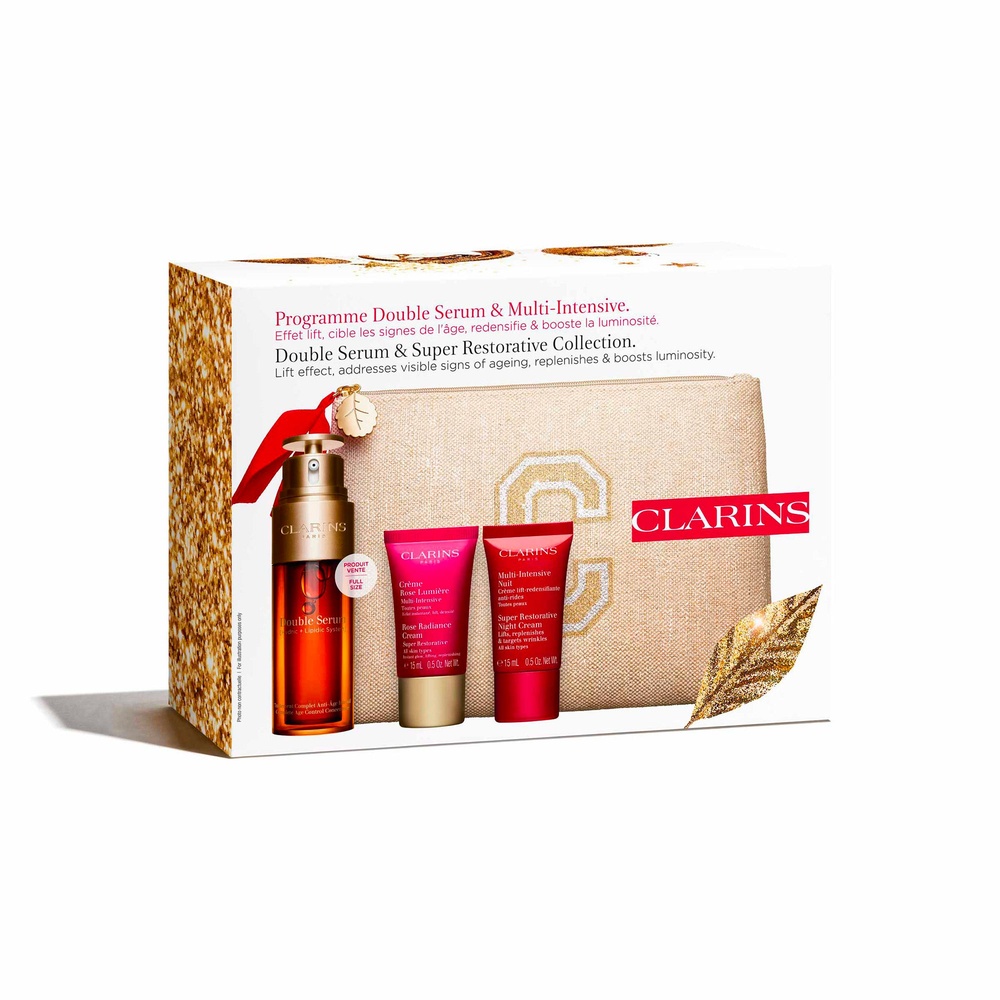 Clarins Coffret Double Serum 50ml & Multi-Intensive Jour et Nuit Coffret Noël Soins visage  anti-âge, anti-rides