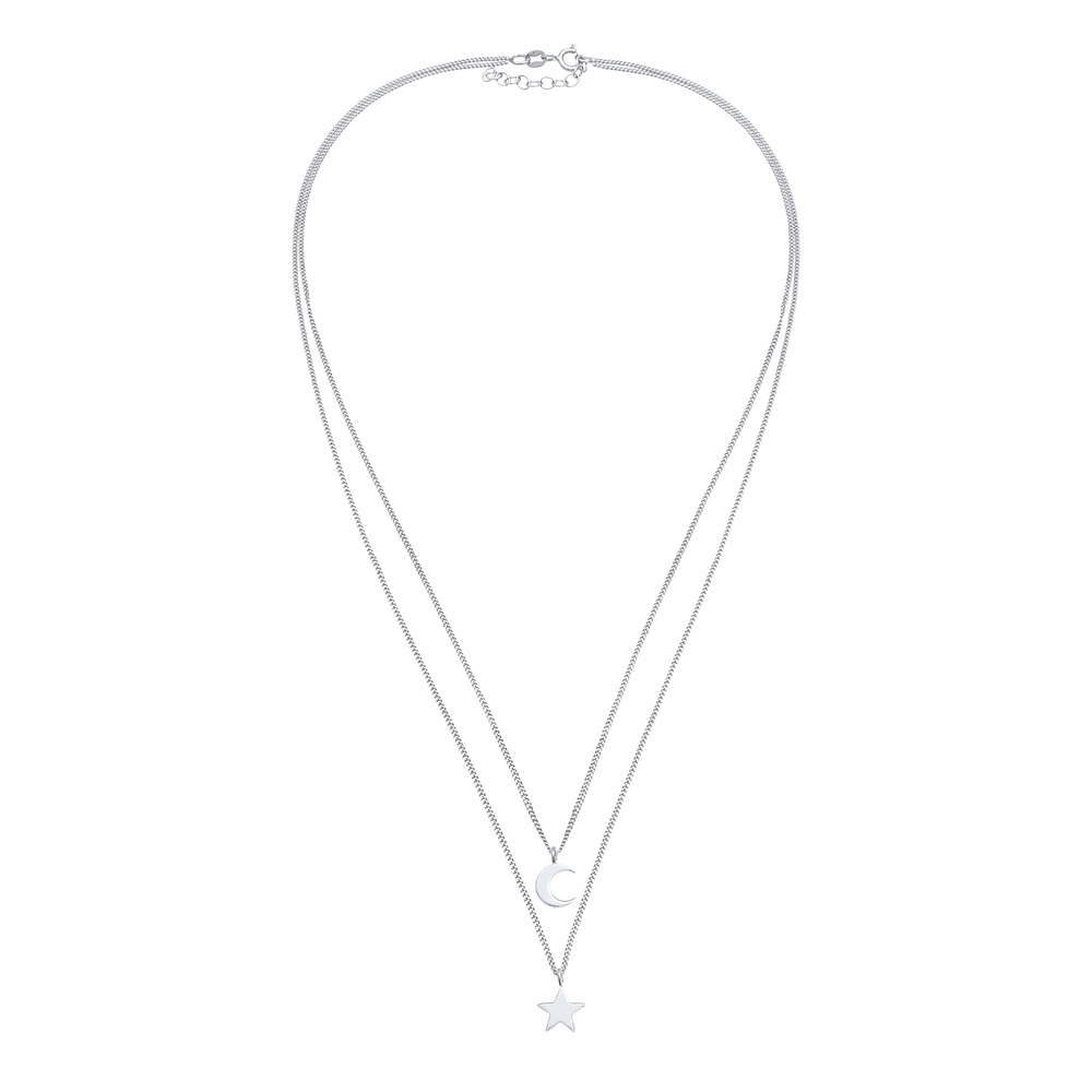Elli Elli Collier Tendance de l'astro-lunaire à 2 couches pour dames en argent sterlin collier