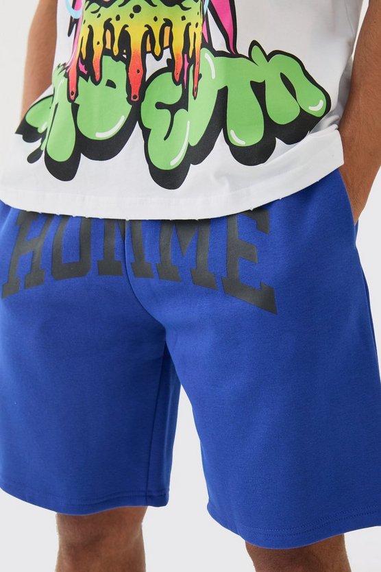 Oversize Shorts mit Homme-Print
