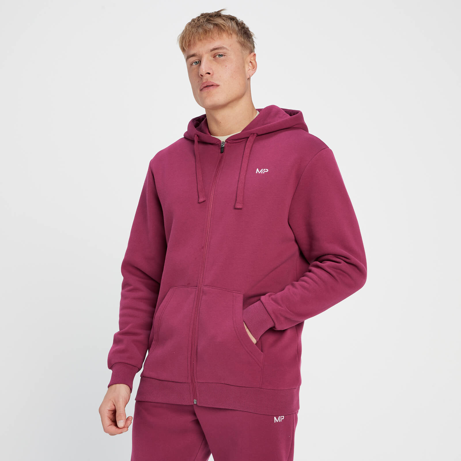 Sweat à capuche zippé MP Rest Day pour hommes – Baie rouge