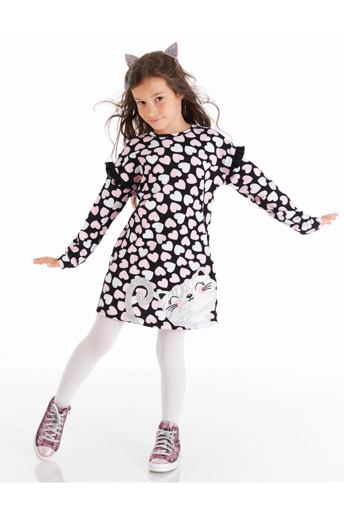 Denokids  Mädchenkleid mit silbernem Herz