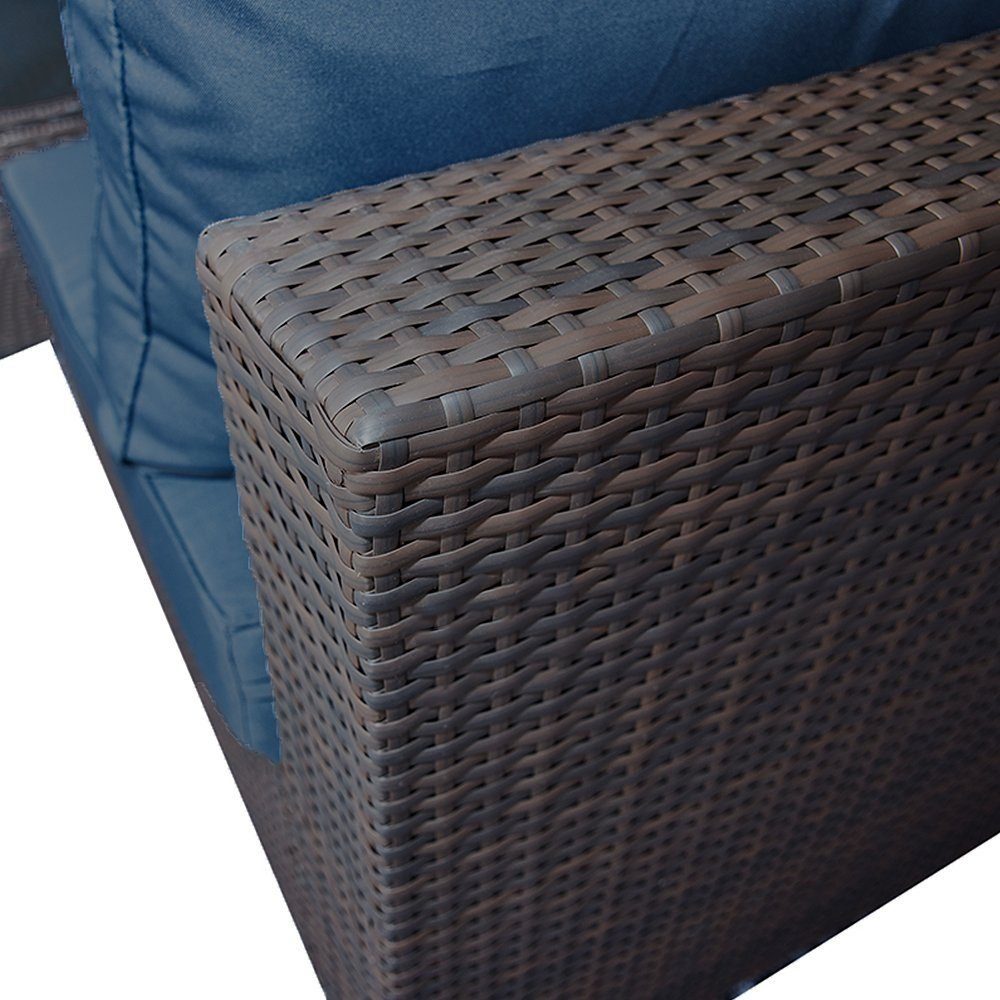 Melko Gartenlounge-Set Rattanmöbel Gartengarnitur Gartenmöbel Sitzgruppe Sofa in Braun Blau Schwarz Rot Sitzkissen Lounge Polyrattan Möbel Sitzgarnitur Garnitur Garten Set Couch Gartenset Terrassenmöbel Essgruppe XXL Marineblau, (Stück), mit bequemer