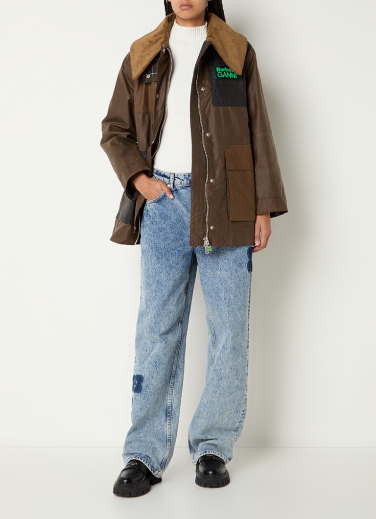 Ganni-Jacke aus Bio-Baumwolle mit aufgesetzten Taschen und Logo