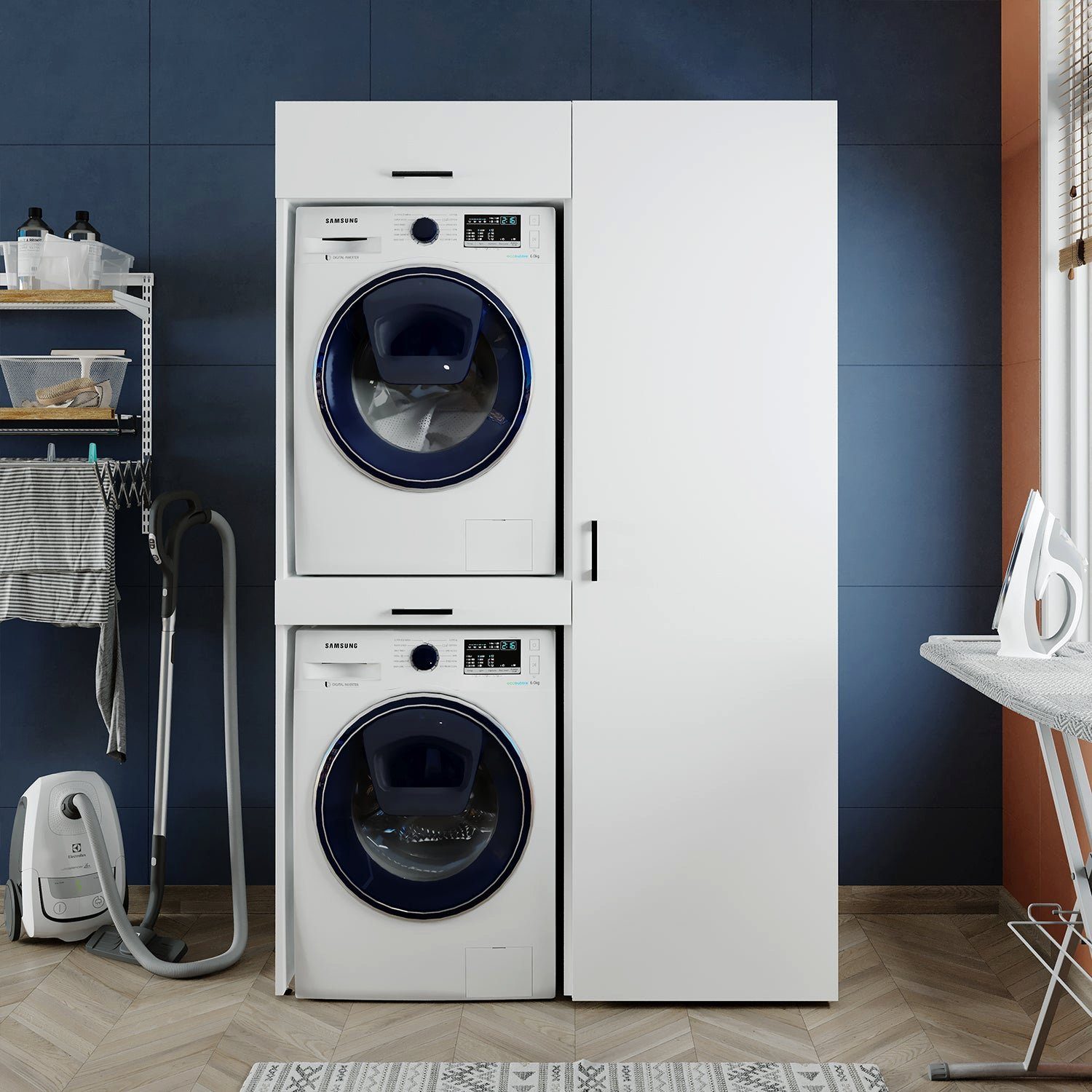Roomart Waschmaschinenumbauschrank (Waschmaschinenschrank für Trockner und Waschmaschine Überbauschrank)