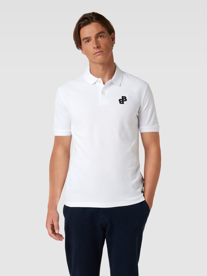 Poloshirt mit Label-Stitching Modell 'Parlay' in weiß