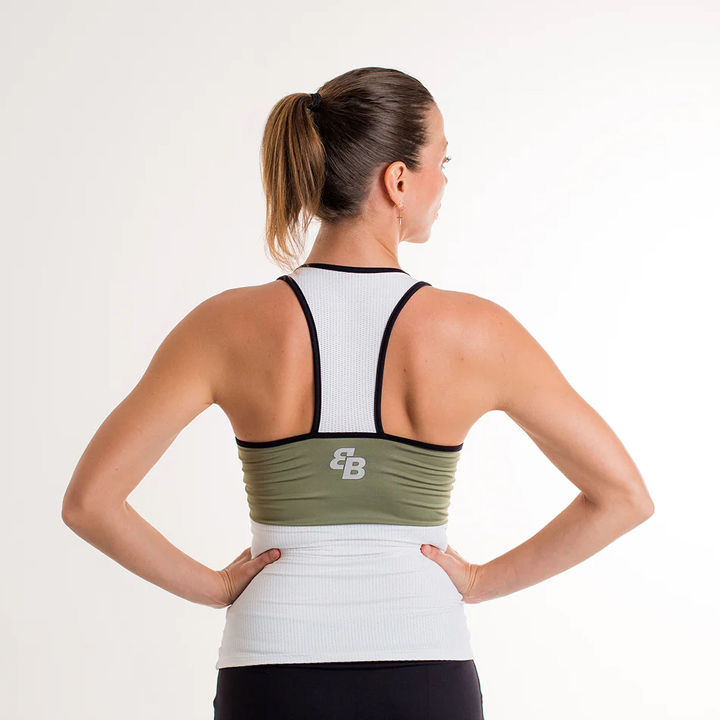 Clay Tank-Top Damen - Oliv, Weiß