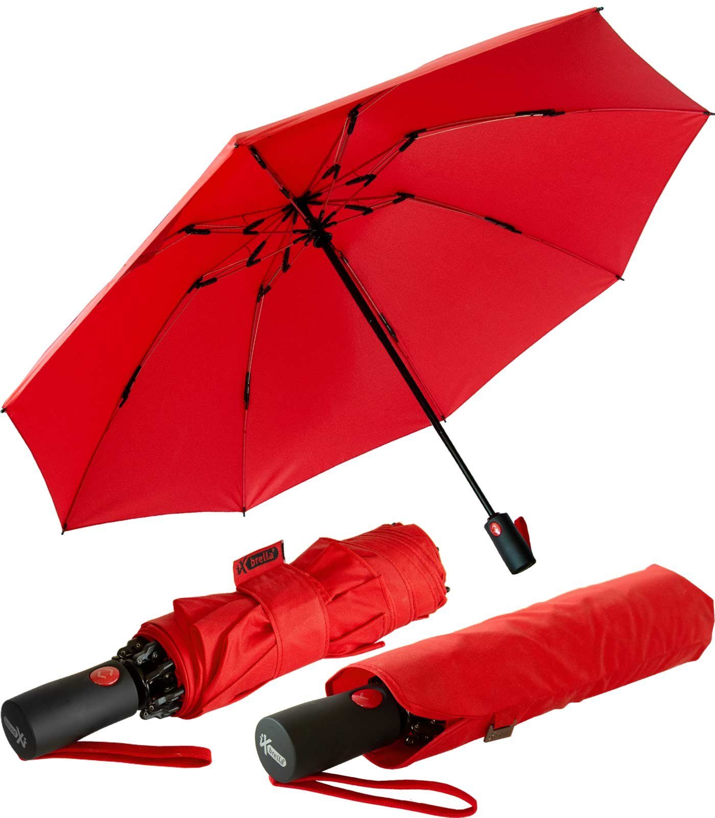 iX-brella Taschenregenschirm Reverse umgekehrt öffnender Fiberglas-Automatiksch, mit bunten stabilen Speichen