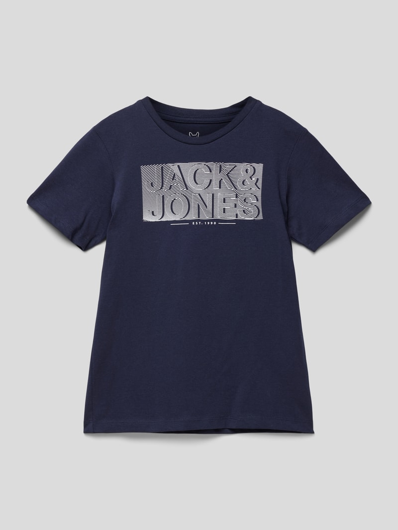 T-Shirt mit Label-Print in marineblau