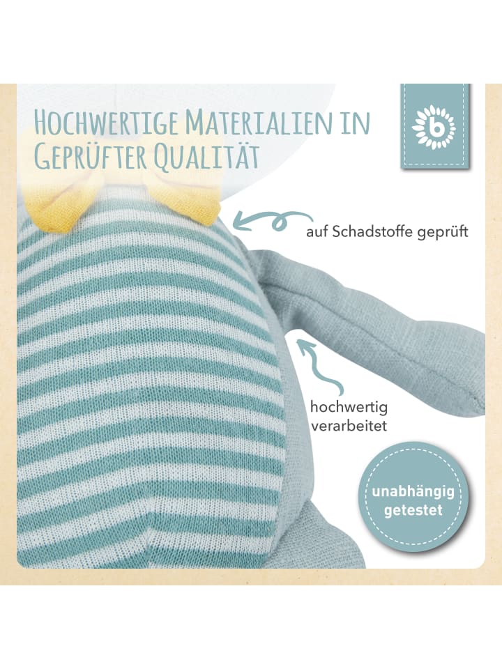 Bieco Spielwaren Kuscheltier aus Leinen & Musselin Frosch - ab Geburt in Blau günstig kaufen onesize