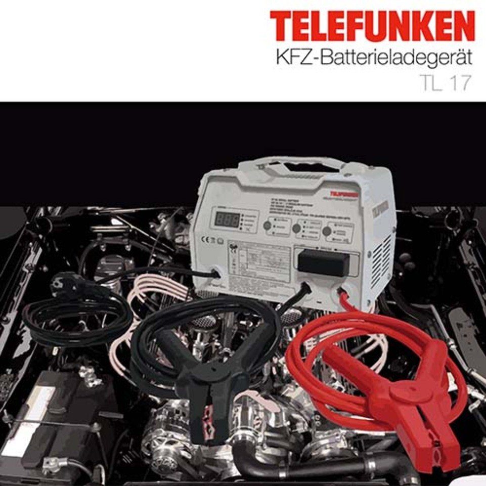 Telefunken Telefunken KFZ-Batterieladegerät TL 17 Autobatterie-Ladegerät (2,61 mA, Schutz gegen Kurzschluss Überlastung, autom. Batterietyperkennung)