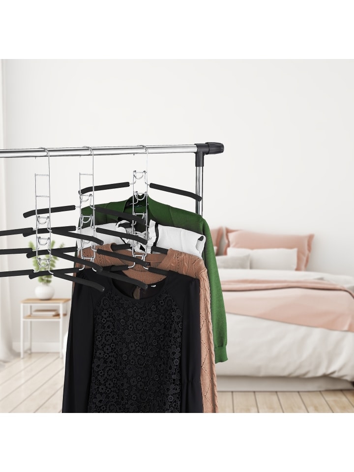 relaxdays 3x Mehrfachkleiderbügel in Silber/Schwarz günstig kaufen onesize