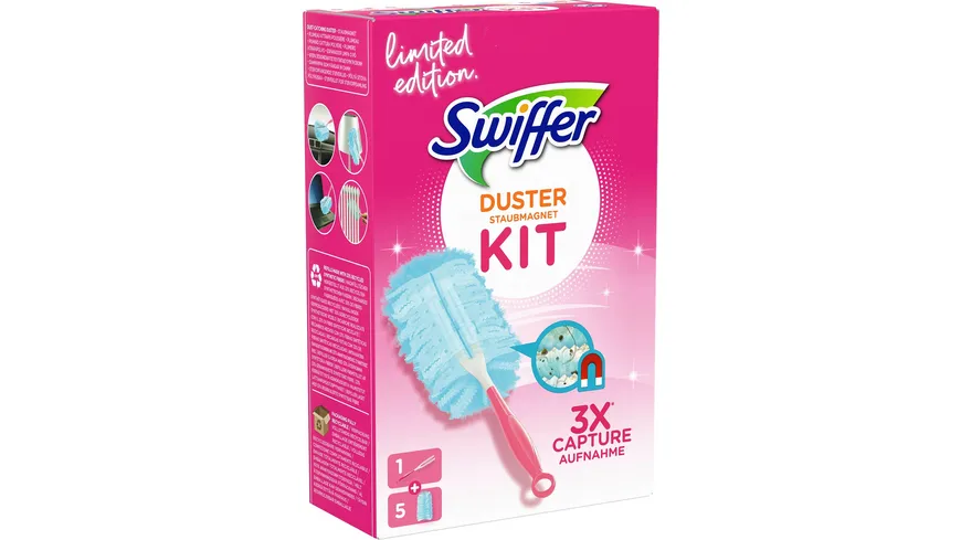 Swiffer Staubmagnet Starterset Pink (Griff + 3 Tücher)