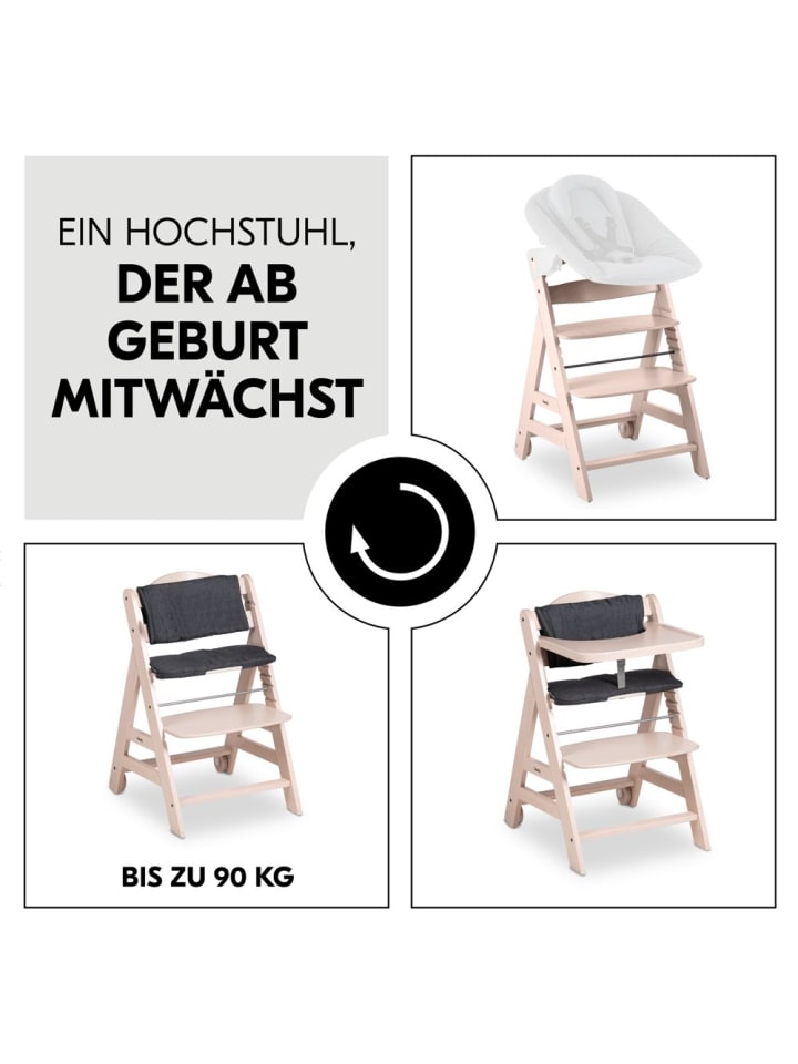 Hauck Hochstuhl Beta Plus inkl. Essbrett, Sitzkissen und in braun,grau günstig kaufen onesize