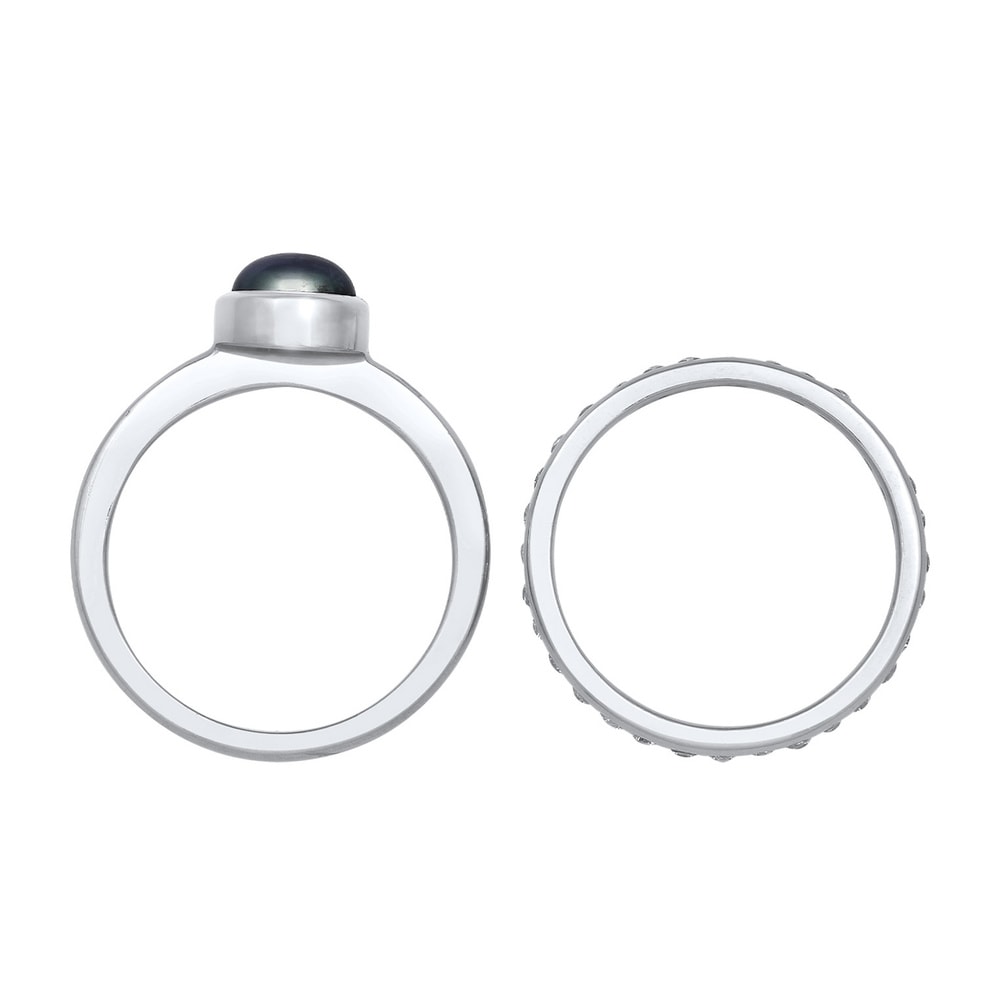 Nenalina Nenalina Bague Femmes perle Eternity Lot de 2 avec perle d'eau douce en argent st Bague