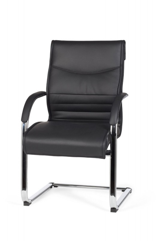 Amstyle Visitor Freischwinger Leder Optik schwarz
