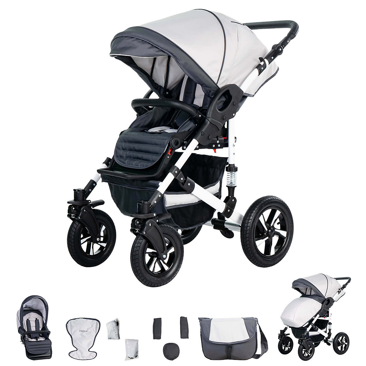 Hamburg | 3 in 1 Kombi Kinderwagen Komplettset | Luftreifen Kombikinderwagen