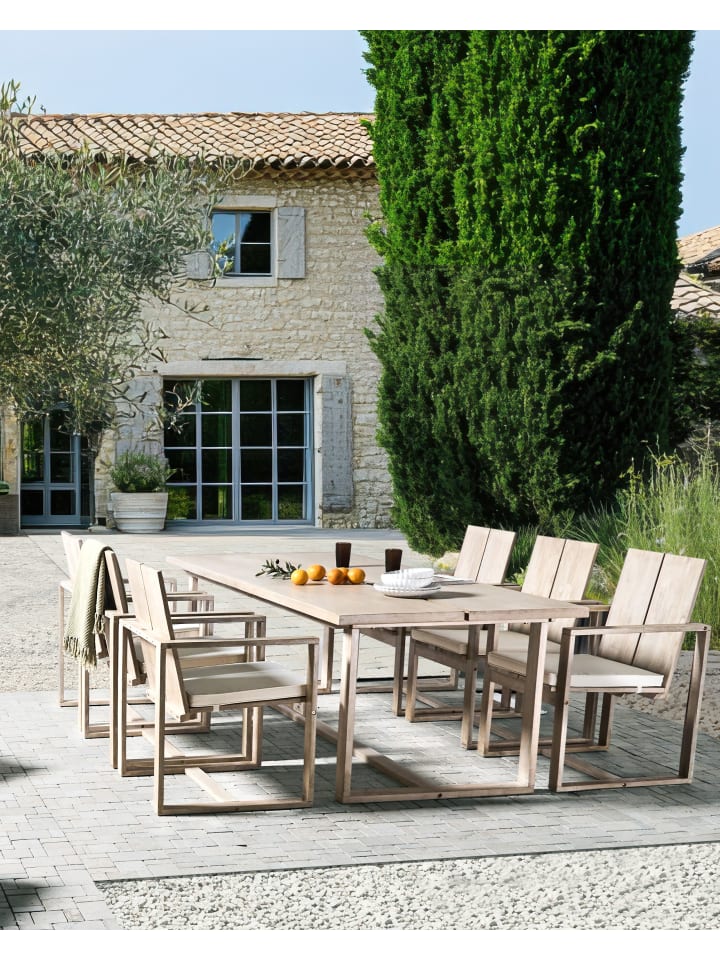 Beliani 6er-Set Gartenstuhl AZZANELLO in Heller Holzfarbton/Weiß günstig kaufen onesize