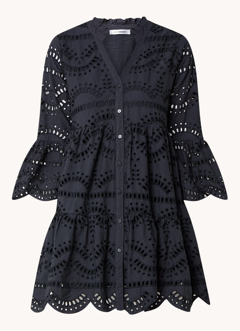 Abito corto a blusa Vanessa di Co'Couture con motivo traforato.