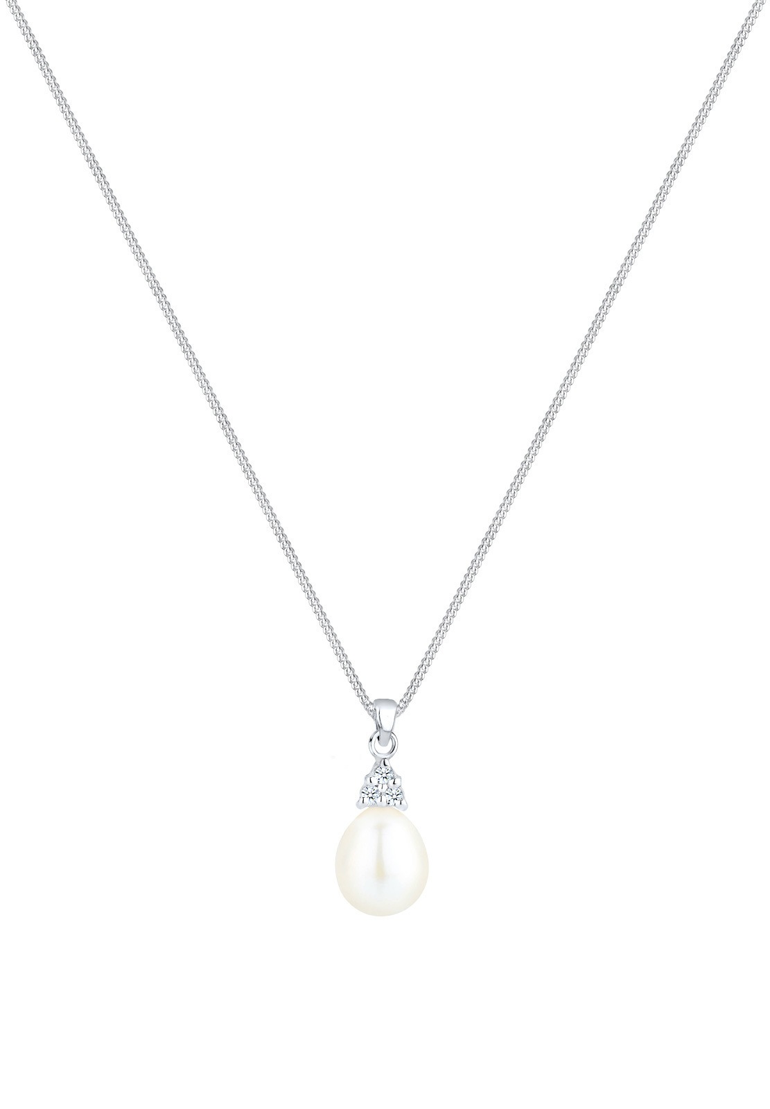 Elli DIAMONDS Süßwasserzuchtperle Silber Diamant