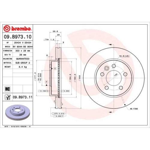 09.B973.11 BREMSSCHEIBE BREMBO VA  VP1 - ATU