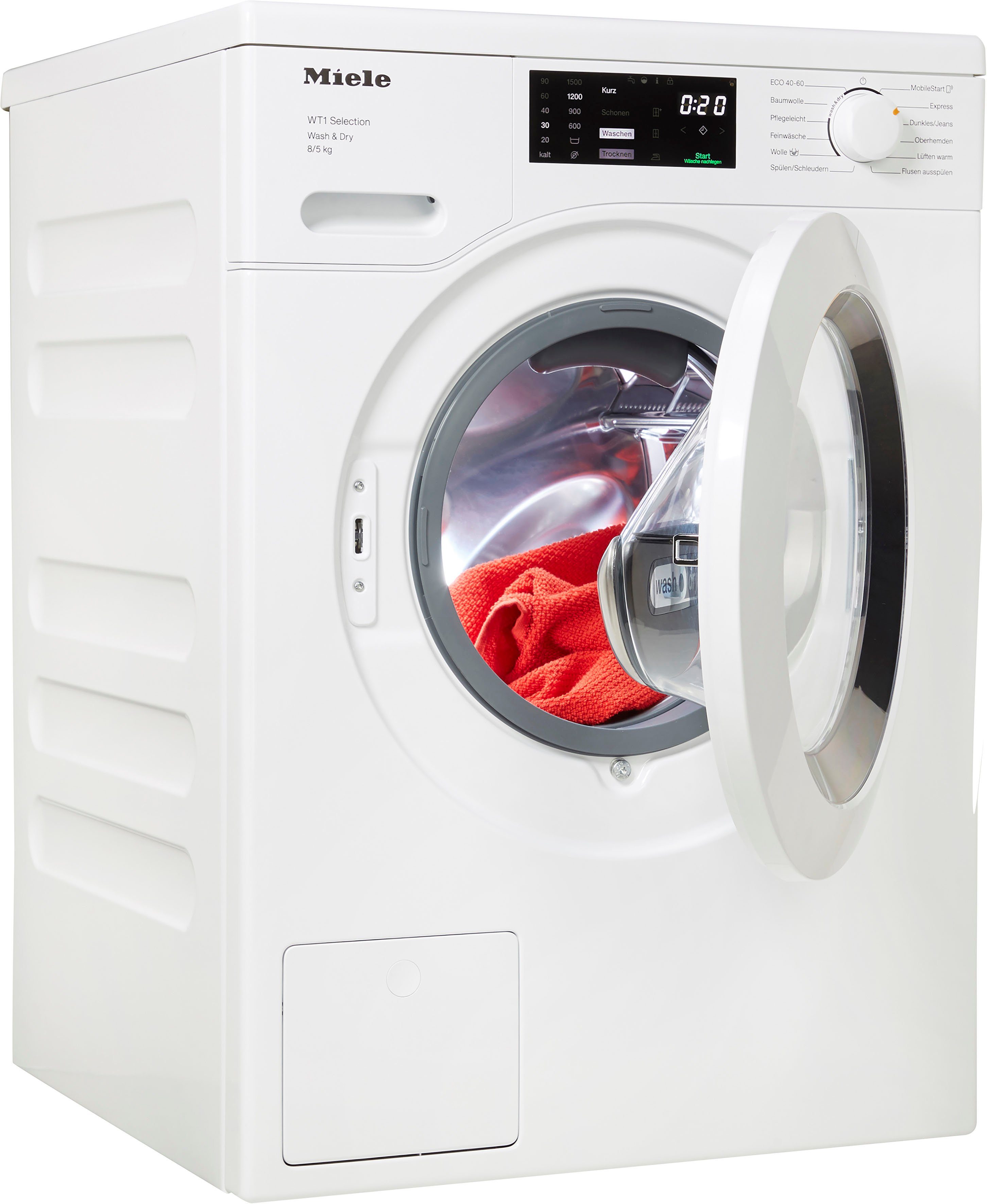 Miele Waschtrockner WTD163 WCS, 8 kg, 5 kg, 1500 U/min, unterbaufähig, PerfectDry für punktgenaue Trockenergebnisse
