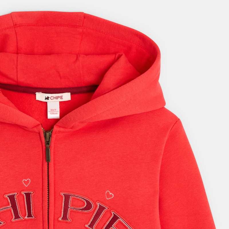 Sweat zippé à capuche rouge fille Chipie