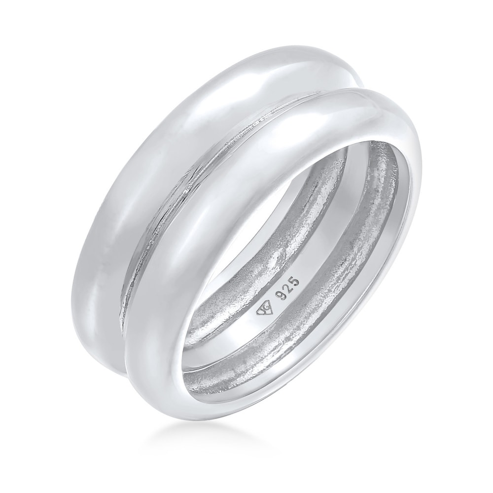Elli PREMIUM Elli PREMIUM Bague Femmes Bande Vouté Chunky Basique Tendance en Argent Sterling  Bague
