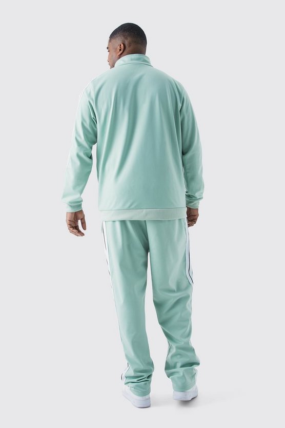 Plus Slim-Fit Trikot-Trainingsanzug mit Trichterkragen