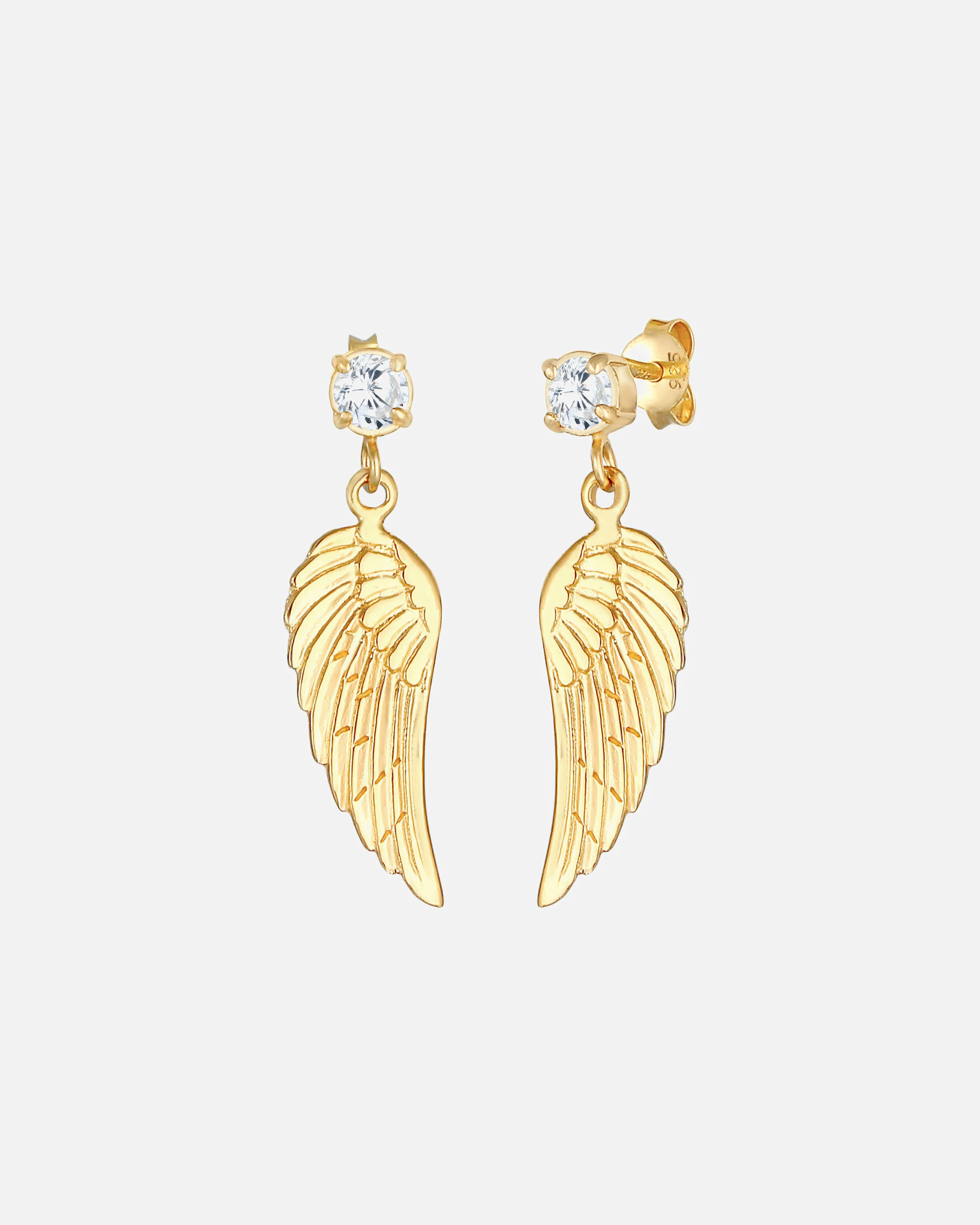 Ženske naušnice Nenalina Wings Lucky Charm, značenje vjere, s kubnim cirkonima, od 925 sterling srebra