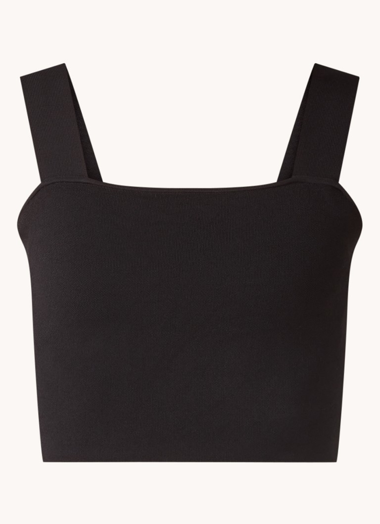 Maje Maclyna fine-knit crop top with rectangular neckline