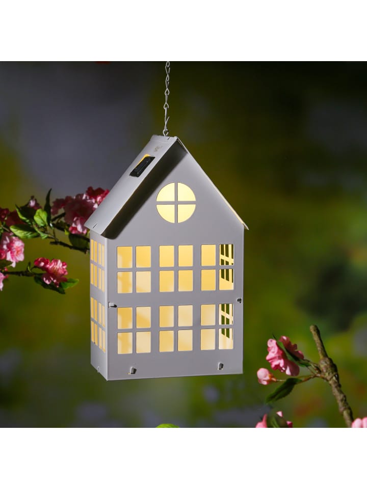 MARELIDA LED Solar Haus Lichthaus DIY Deko Laterne Metall H: 28cm Lichtsensor in weiß günstig kaufen onesize
