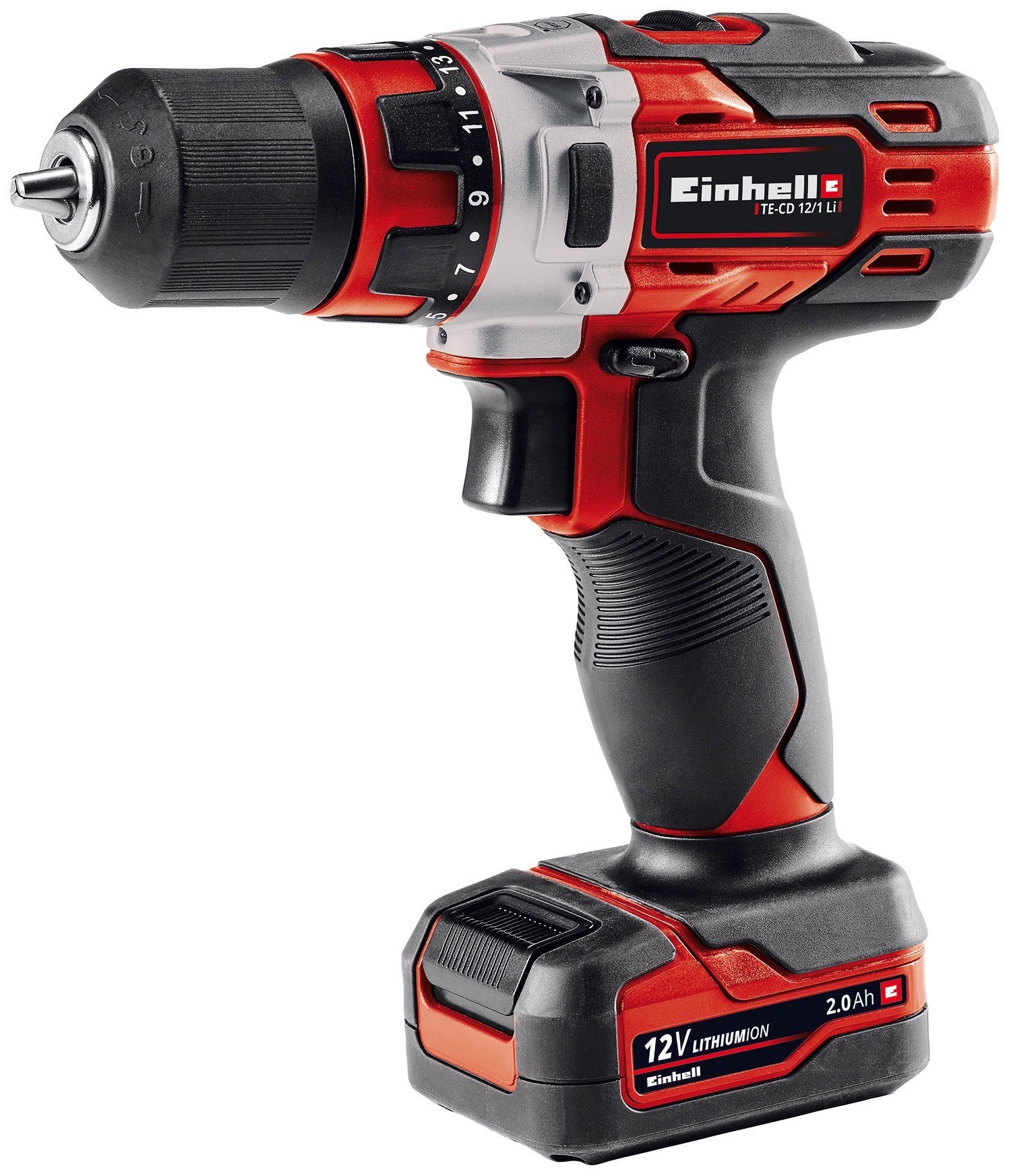 Einhell Akku-Bohrschrauber TE-CD 12/1 Li, 2 Akkus, Ladegerät & 5 Bits