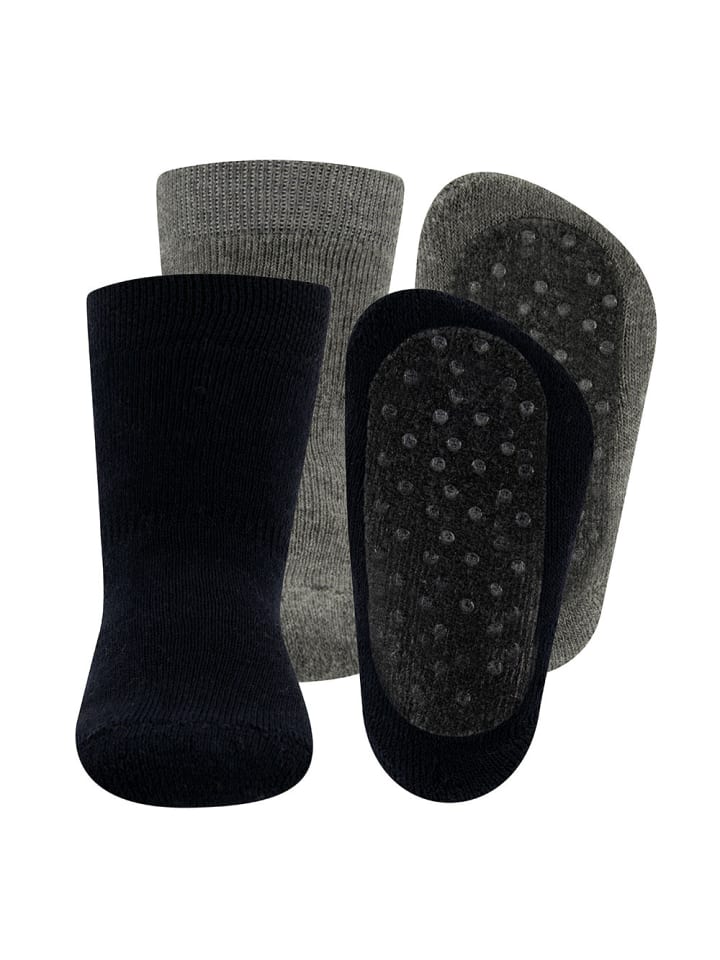 ewers 2er-Set Stoppersocken Uni in grau-marine günstig kaufen