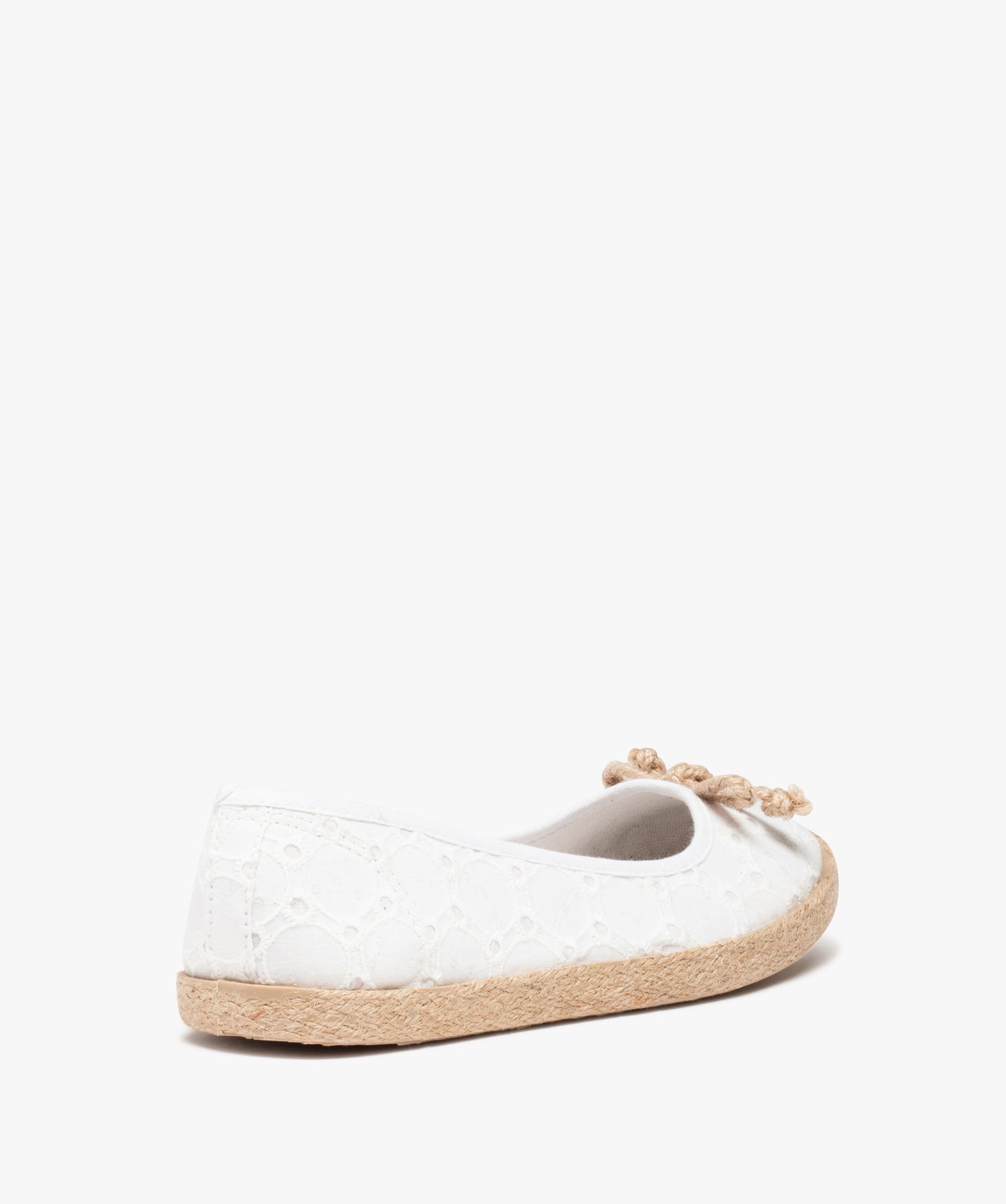 Ballerines femme en toile imprimée et semelle cordelette blanc | GEMO