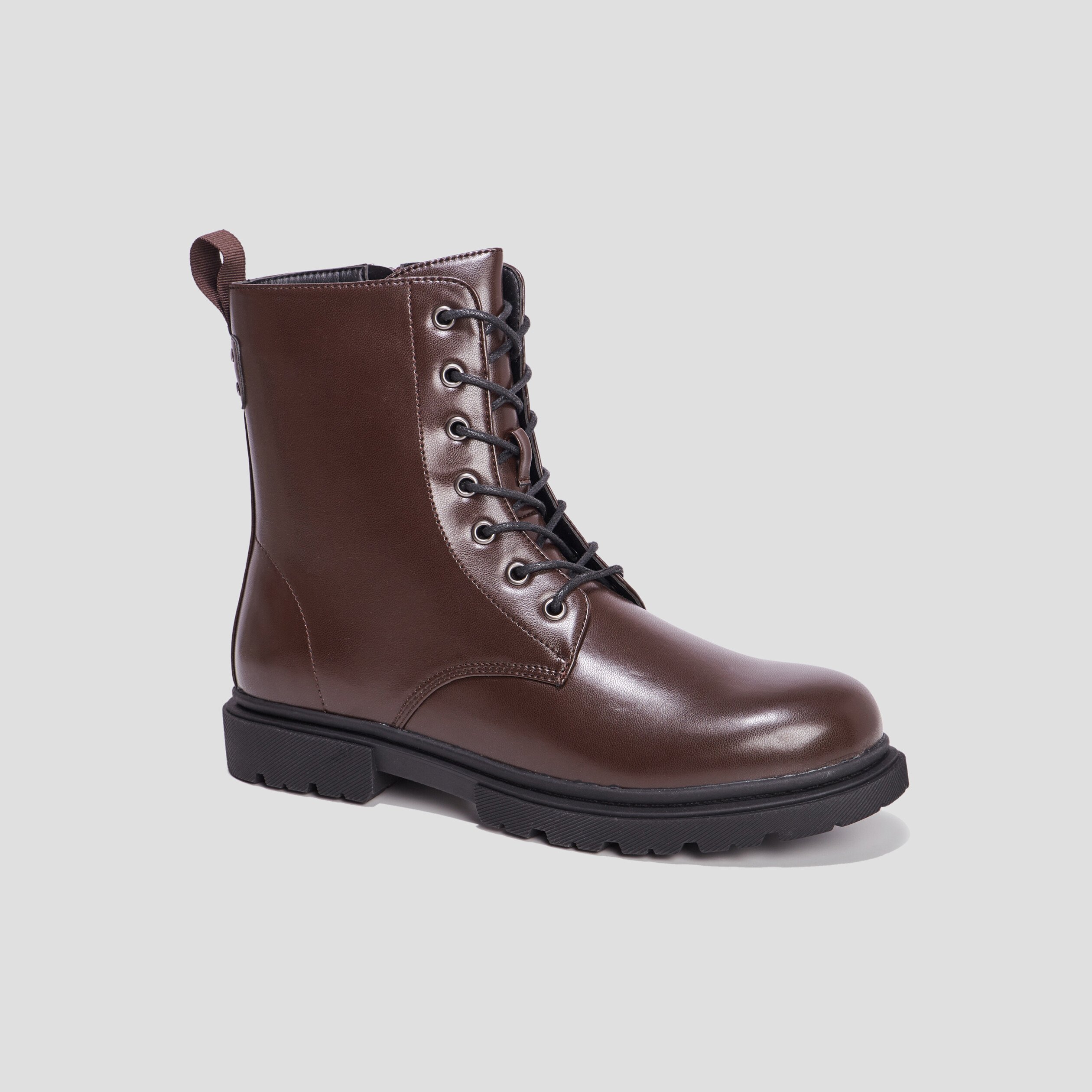 Bottines zippées à lacets bordeaux femme | La Halle
