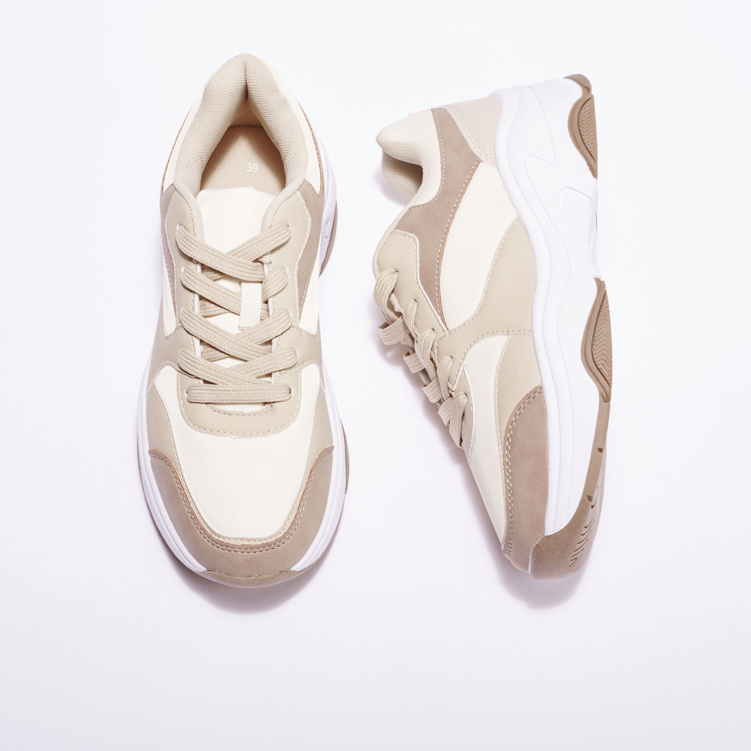 Baskets dad shoes à lacets sable femme | Cache Cache