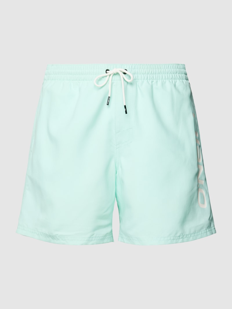 Badehose mit Label-Print Modell 'Cali' in ozean blau