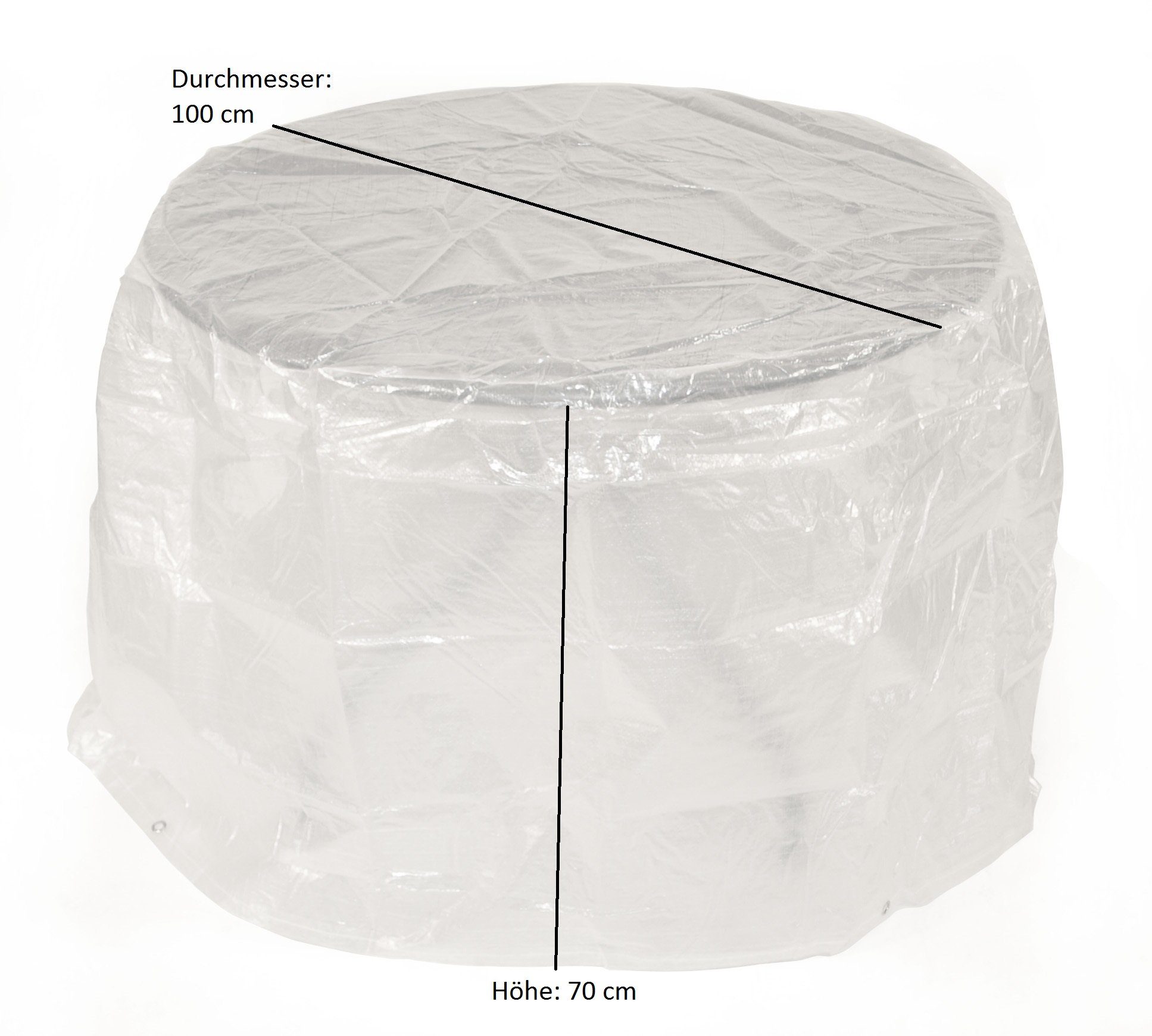 DEGAMO Gartenmöbel-Schutzhülle (1-St), für Gartentisch rund 100x70cm, PE transparent, reißfest und formstabil
