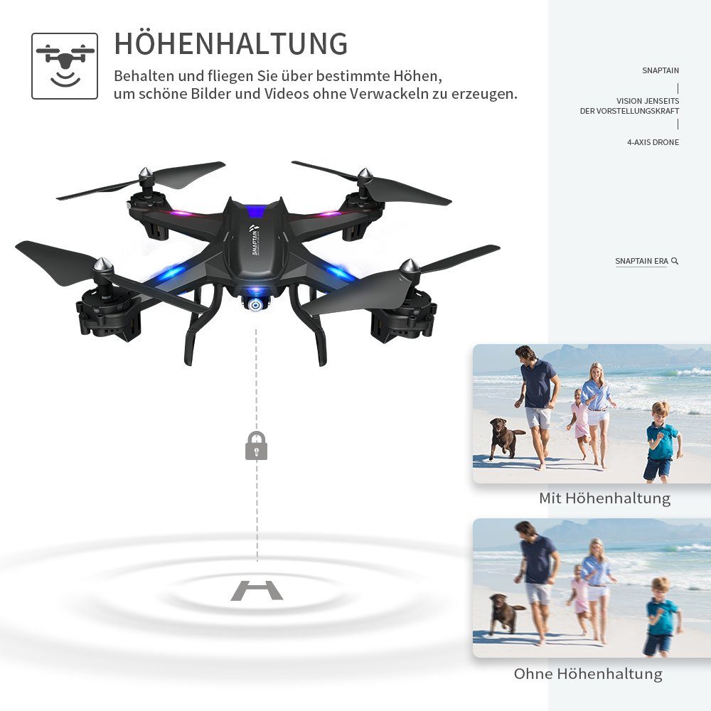 SNAPTAIN S5C Drohne (1080p, HD 1080P,WiFi RC Quadrocopter,RC Drohne für Anfänger mit 2 Batterien)