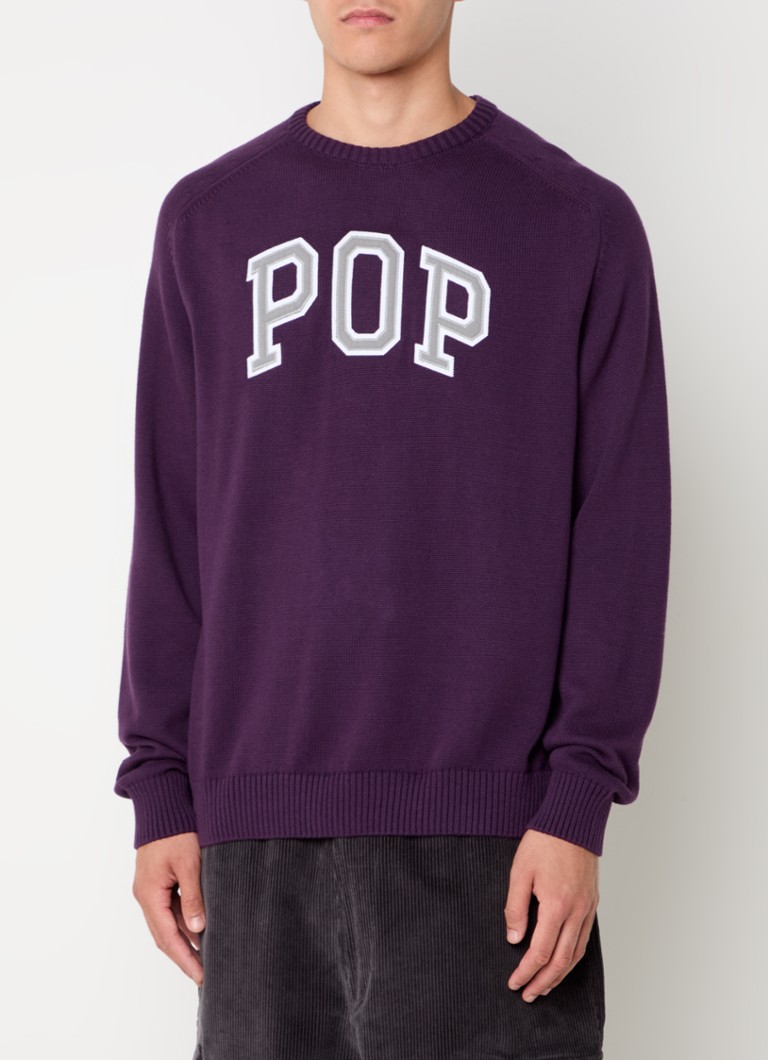 Jemne pletený pulóver Pop Trading Company s výšivkou loga
