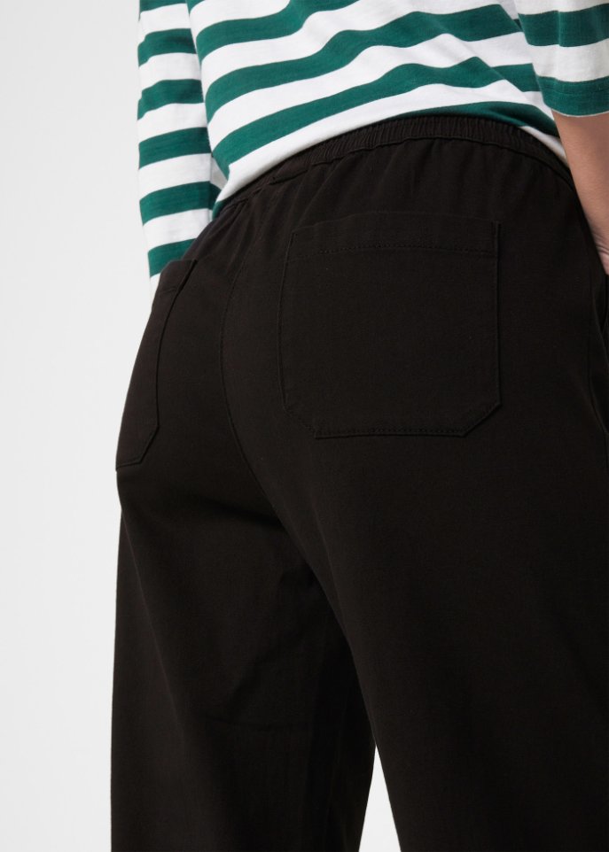 Twillhose mit ausgestelltem Bein und High-Waist-Bequembund