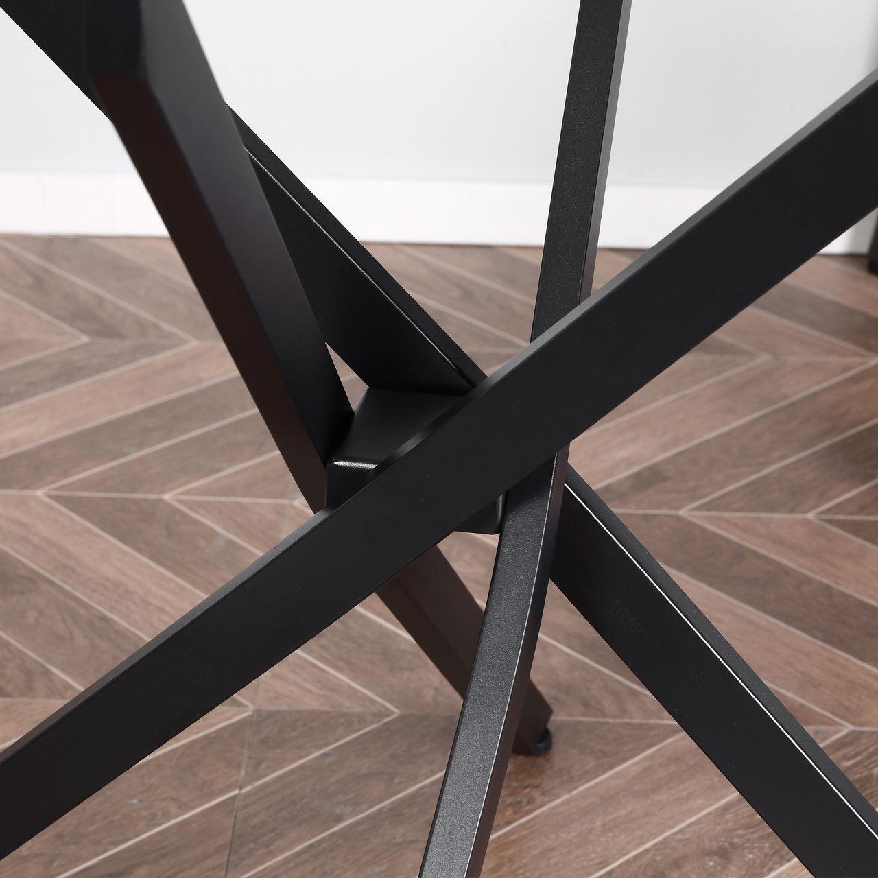 HOMCOM Beistelltisch mit Sicherheitsglas runder Couchtisch Kaffeetisch Glastisch für Wohnzimmer Schlafzimmer Metall Schwarz 80 x 80 x 75 cm