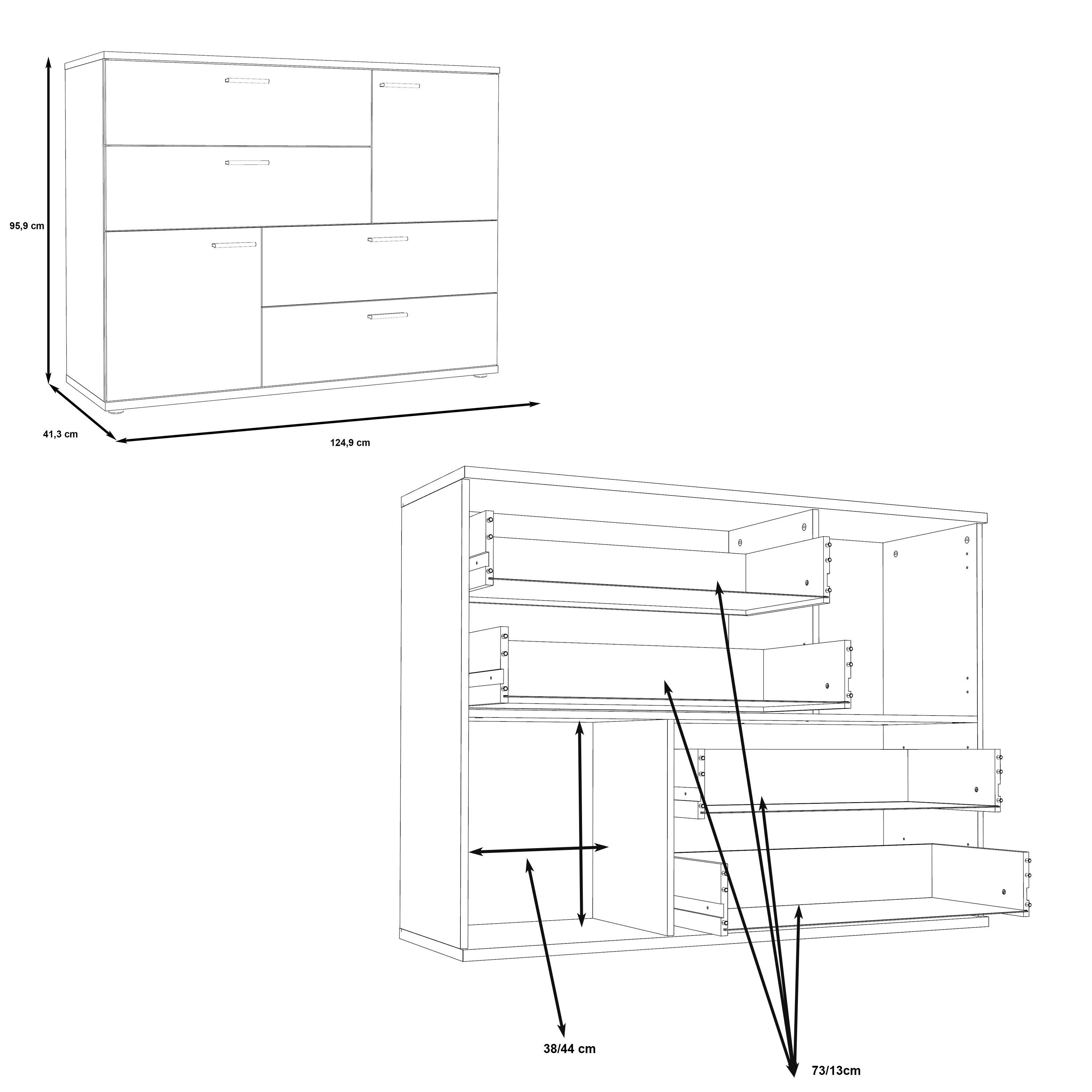 FORTE Kommode Skive, Breite ca. 125 cm