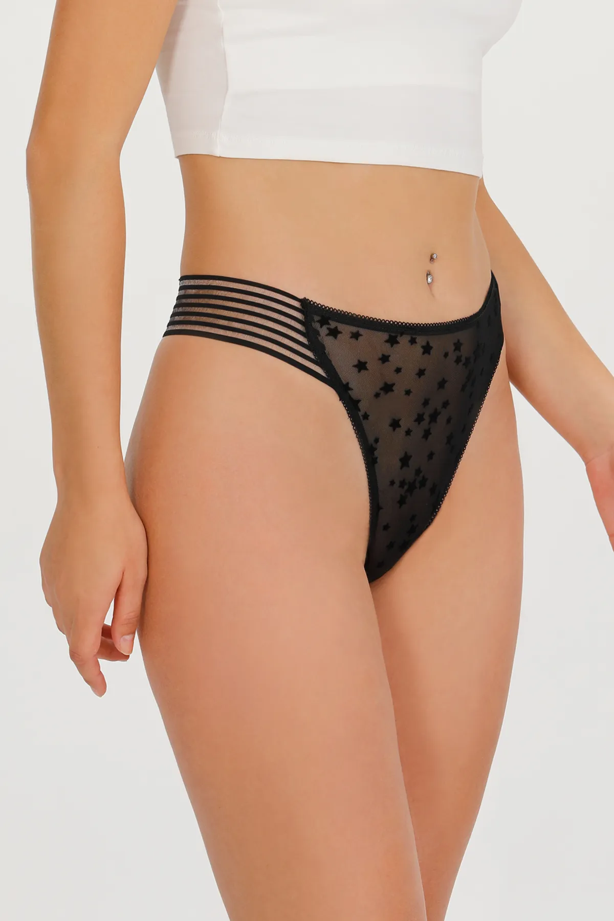 Sensu  Damen-Tangas mit detaillierten Tülldetails im 5er-Pack – KTS4010TÜL-5