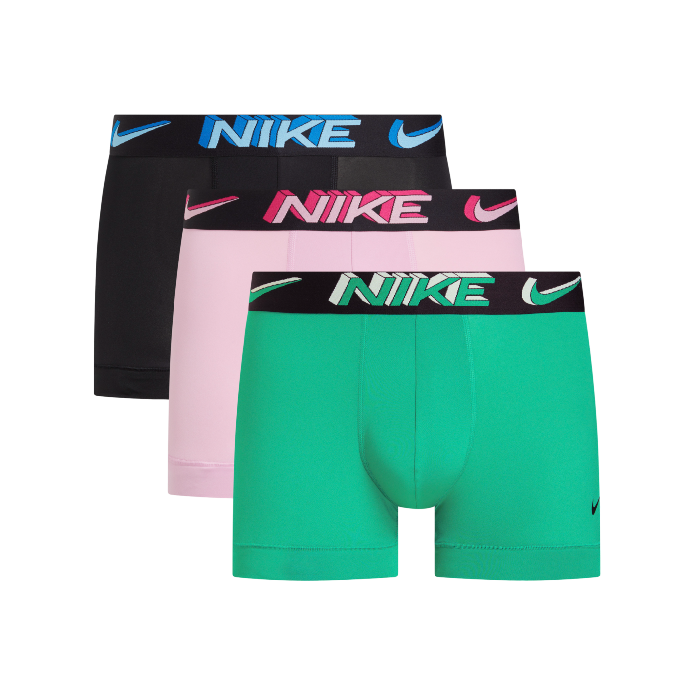 Nike Dri-FIT Trunk Boxershort 3er Pack Grün Rosa Schwarz FJND