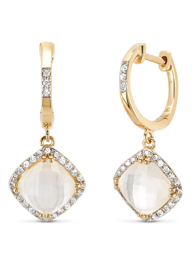 Diamond Point Yellow gold earrings, 2.79 ct quartz, Fiësta