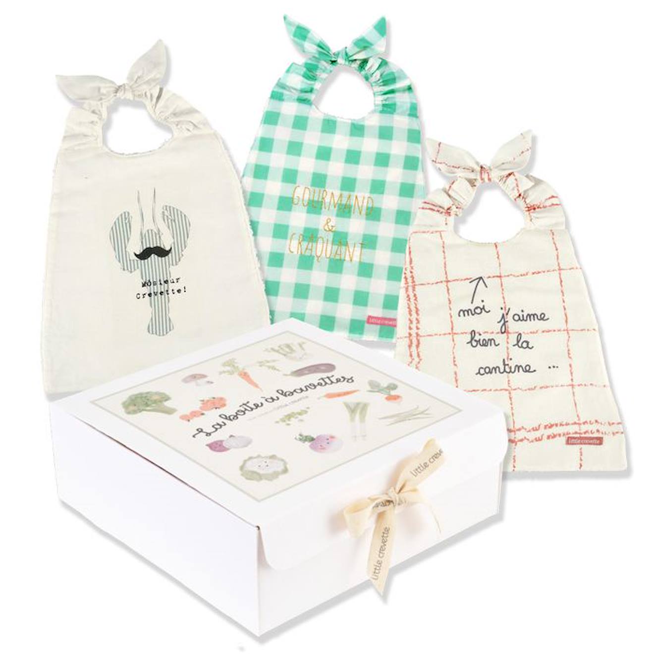 Coffret cadeau bavoir élastiqué Gourmet beige